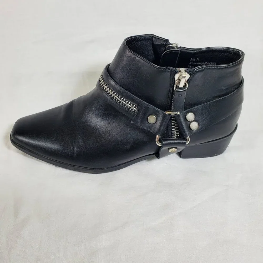 Lane Bryant Black Harness Ankle Boots Booties Size 11 Wide 11W Vegan Leather - Picture 6 of 6